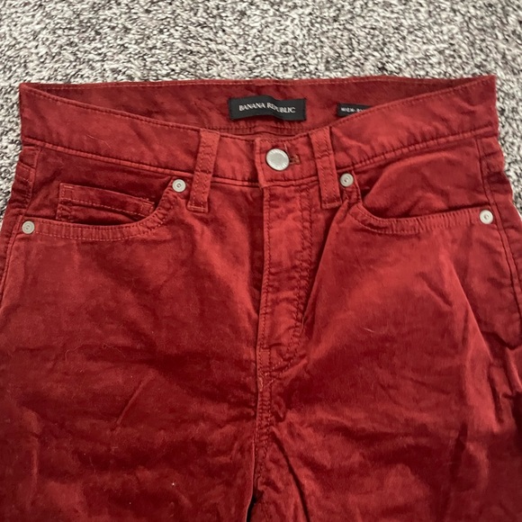 Banana Republic velvet high rise slim ankle length pants cabin red - Picture 1 of 6